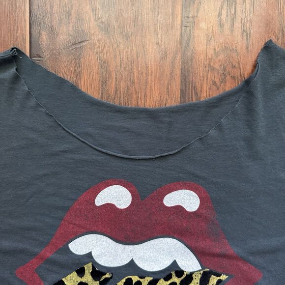 Free People x Daydreamer Rolling Stones Leopard‎ Band T-shirt Sz S Rock Metal - Picture 7 of 16